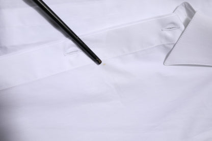 Dolce & Gabbana wit katoenen overhemd met gouden details en lange mouwen.