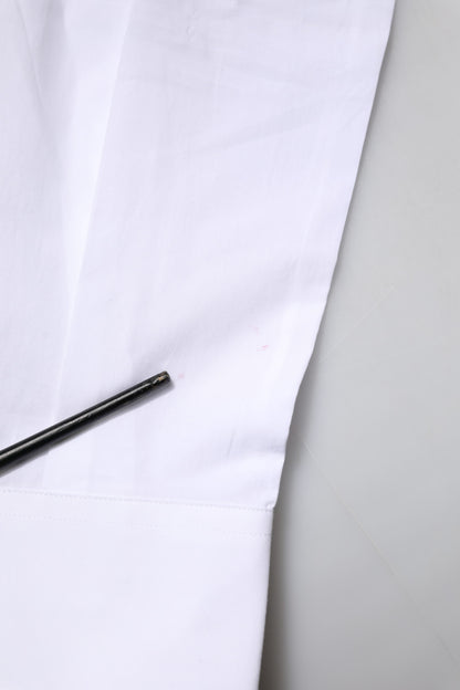 Dolce & Gabbana wit katoenen overhemd met gouden details en lange mouwen.