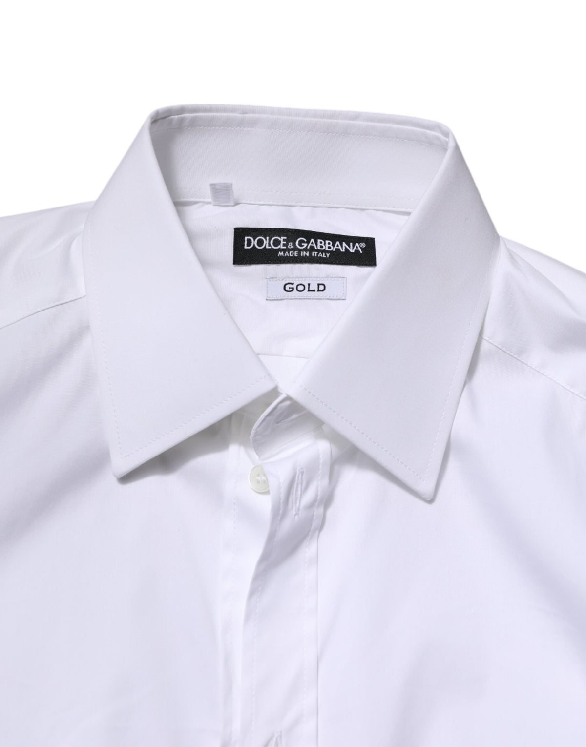 Chemise habillée à manches longues en coton blanc doré de Dolce &amp; Gabbana