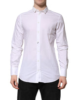 Chemise habillée à manches longues en coton blanc doré de Dolce &amp; Gabbana