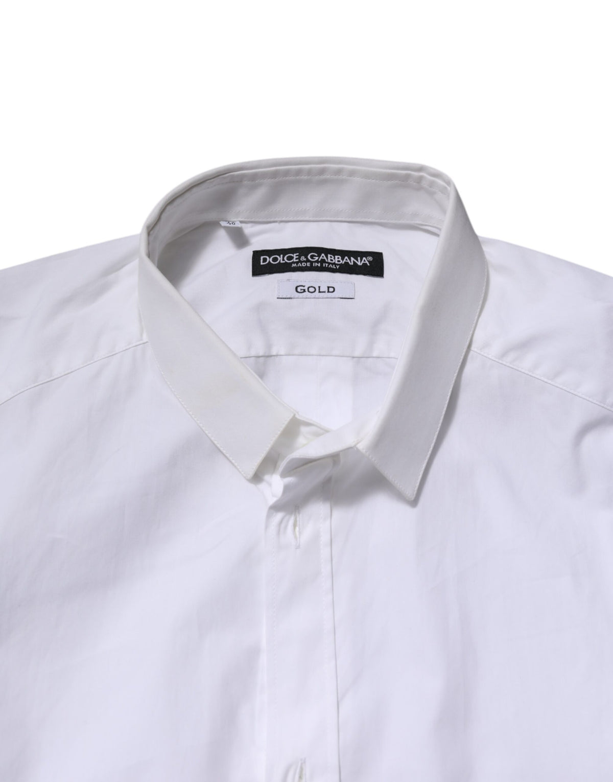 Chemise habillée à manches longues en coton blanc doré de Dolce &amp; Gabbana
