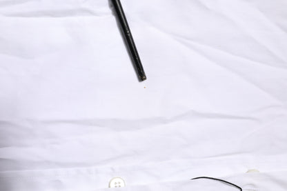 Dolce & Gabbana wit katoenen overhemd met gouden details en lange mouwen.