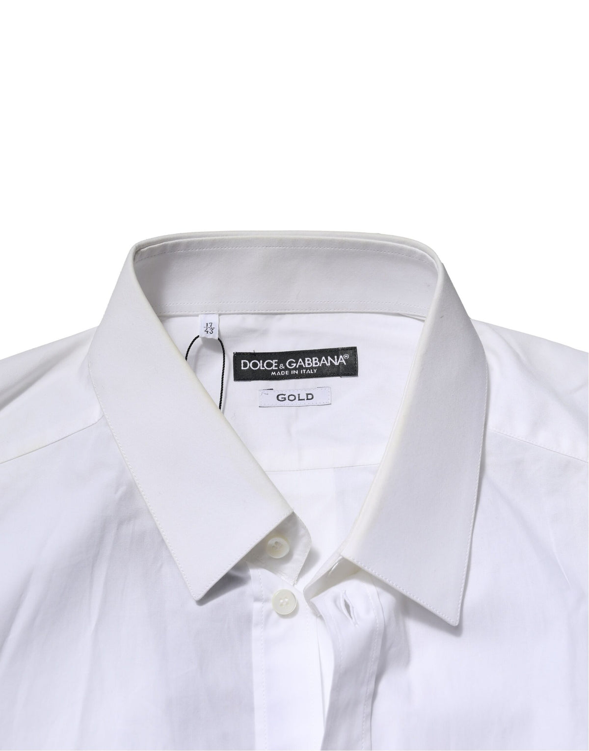 Chemise habillée à manches longues en coton blanc doré de Dolce &amp; Gabbana