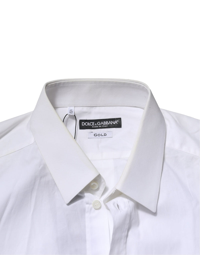 Dolce &amp; Gabbana wit katoenen overhemd met gouden details en lange mouwen.