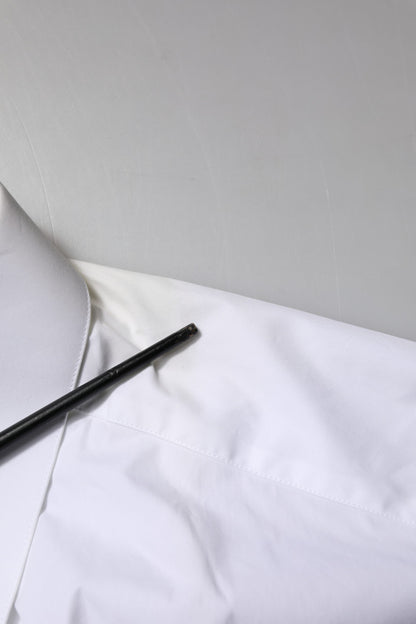 Dolce & Gabbana wit katoenen overhemd met gouden details en lange mouwen.