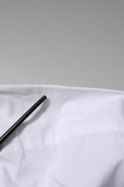 Dolce & Gabbana wit katoenen overhemd met gouden details en lange mouwen.