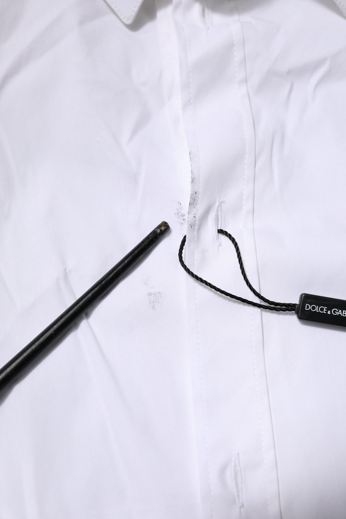 Chemise habillée à manches longues en coton blanc doré de Dolce &amp; Gabbana