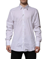 Chemise habillée à manches longues en coton blanc doré de Dolce &amp; Gabbana