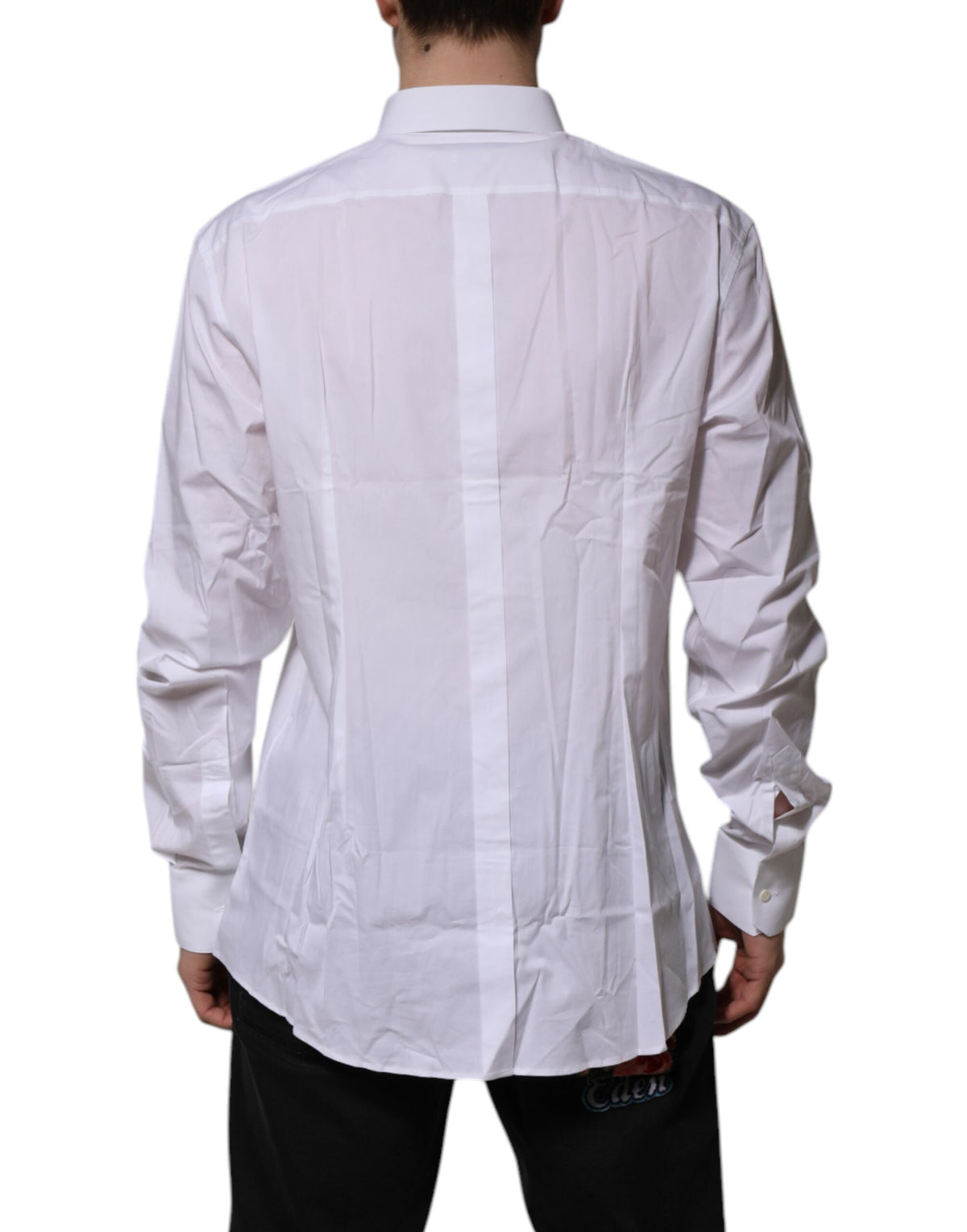 Chemise habillée à manches longues en coton blanc doré de Dolce &amp; Gabbana