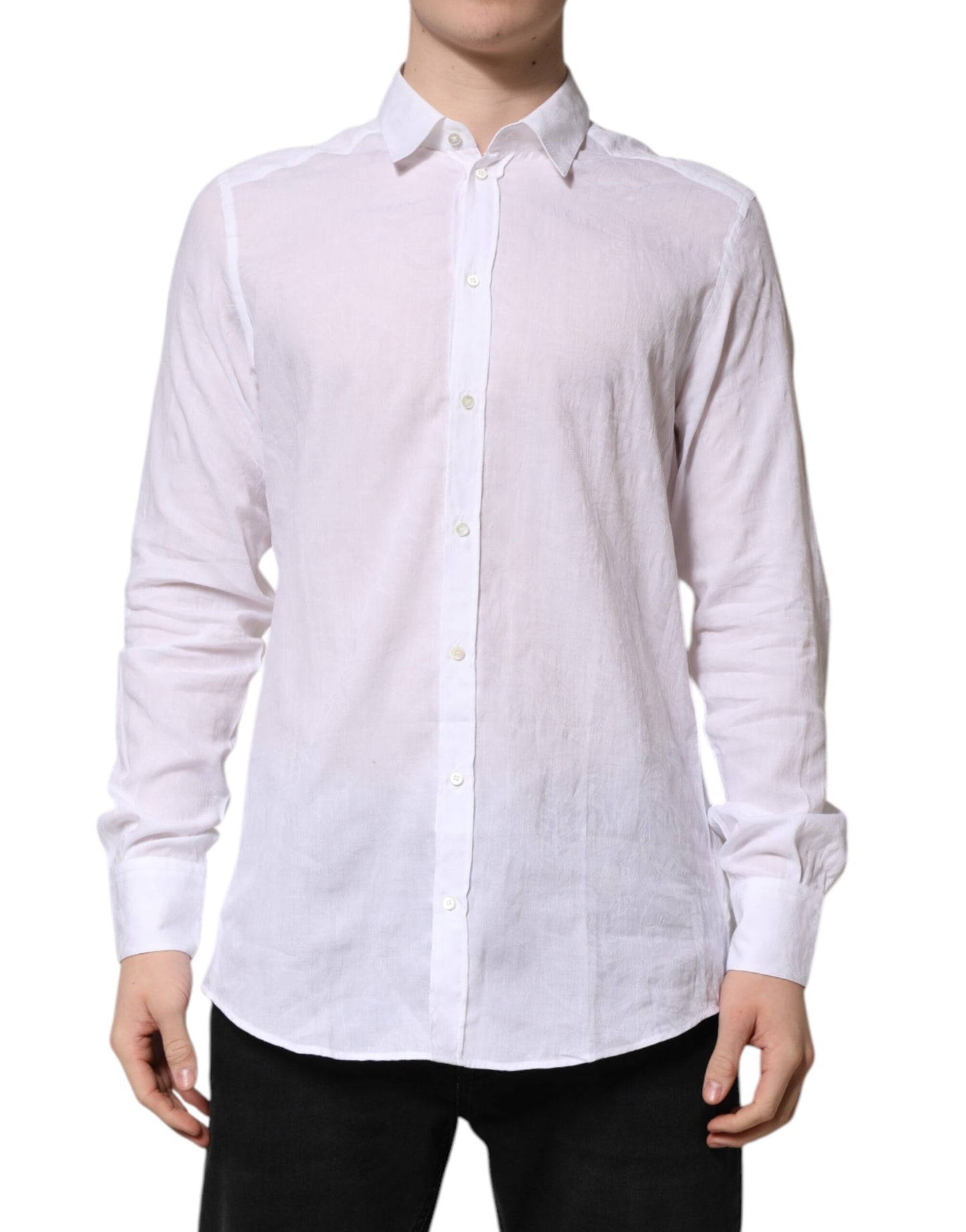 Chemise habillée à manches longues en coton blanc de Dolce &amp; Gabbana