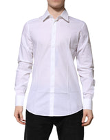 Chemise habillée à manches longues en coton blanc doré de Dolce &amp; Gabbana