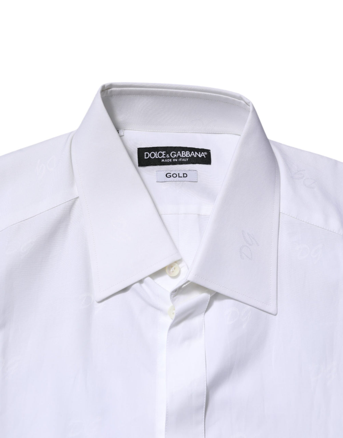 Chemise habillée à manches longues en coton blanc doré de Dolce &amp; Gabbana