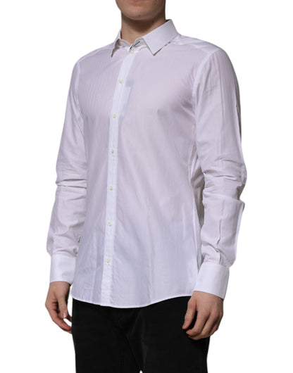 Dolce & Gabbana White Cotton MARTINI Long Sleeve Formal Shirt