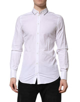 Chemise habillée à manches longues en coton blanc doré de Dolce &amp; Gabbana
