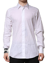 Chemise habillée à manches longues en coton blanc doré de Dolce &amp; Gabbana
