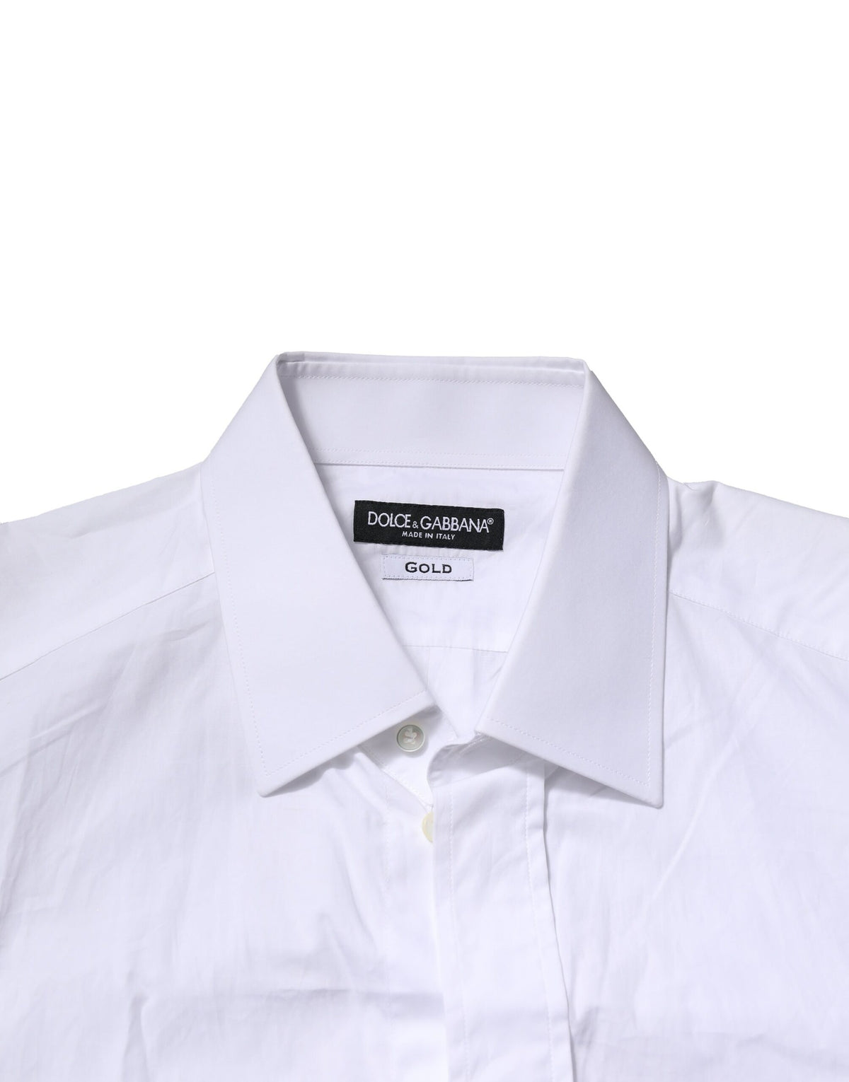 Chemise habillée à manches longues en coton blanc doré de Dolce &amp; Gabbana