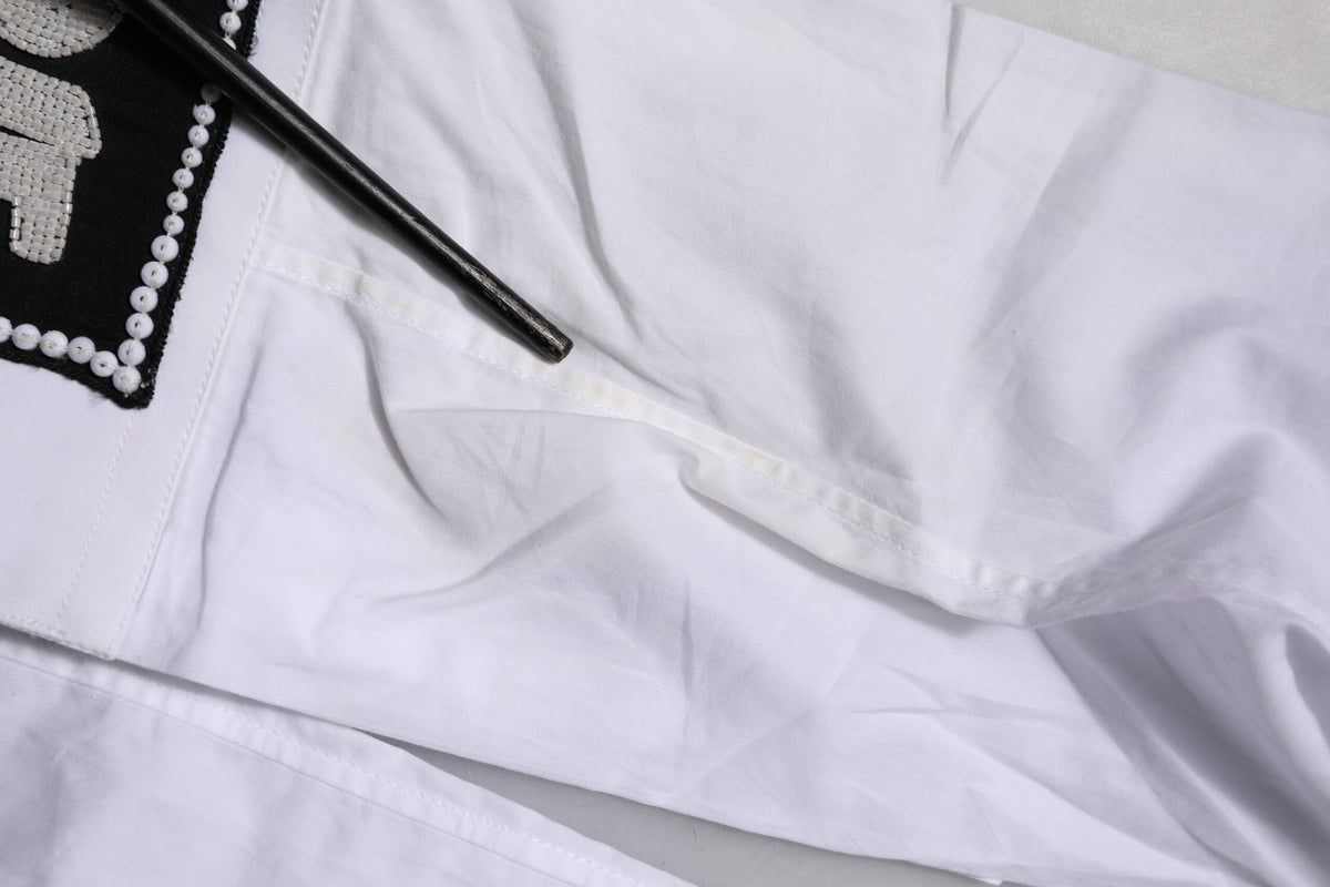 Chemise habillée à manches longues en coton blanc doré de Dolce &amp; Gabbana