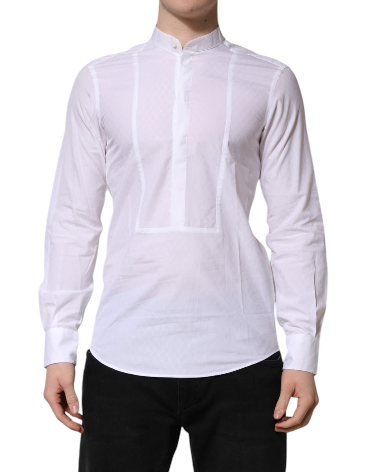 Chemise habillée blanche en coton à manches longues et coupe ajustée de Dolce &amp; Gabbana