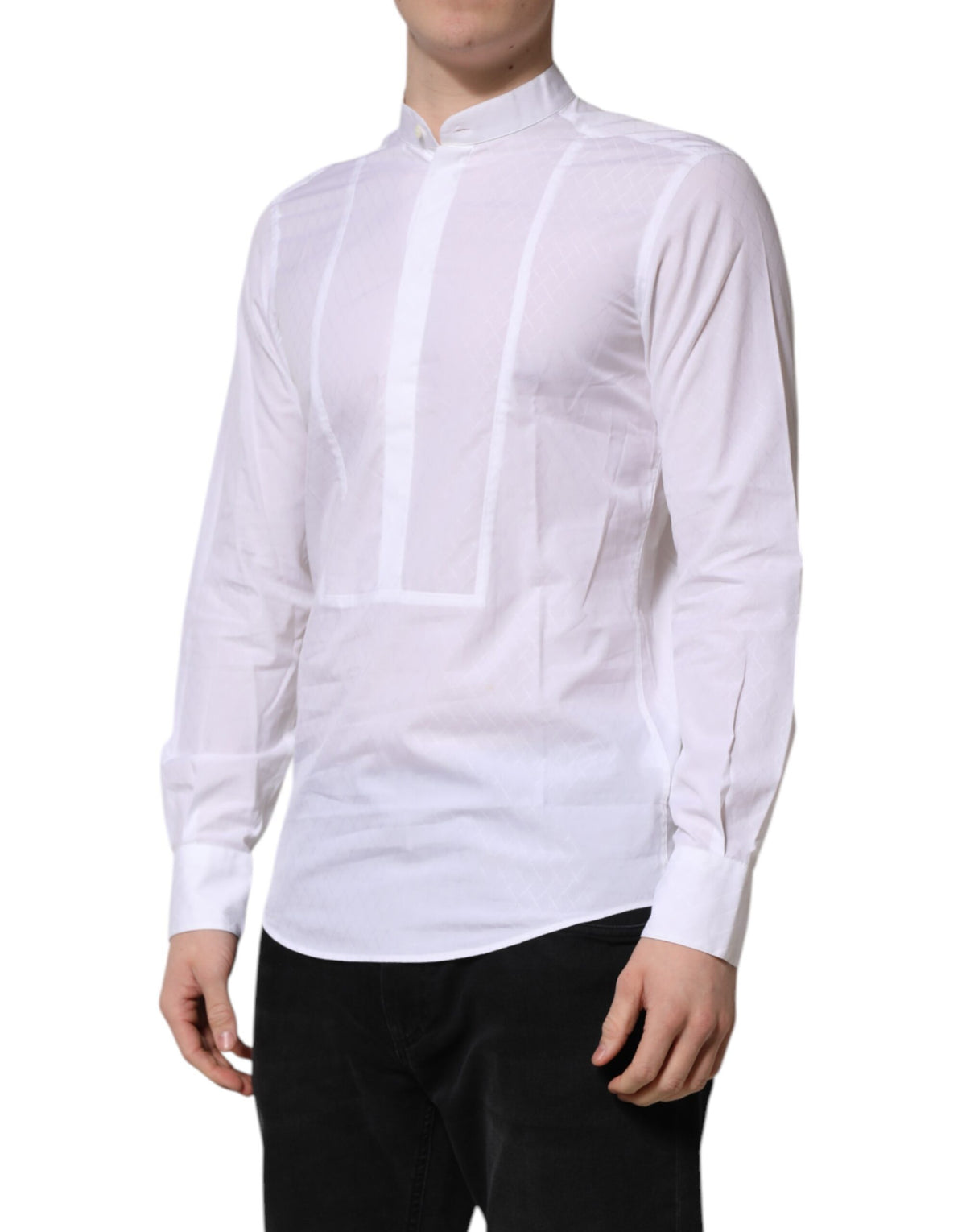 Chemise habillée blanche en coton à manches longues et coupe ajustée de Dolce &amp; Gabbana