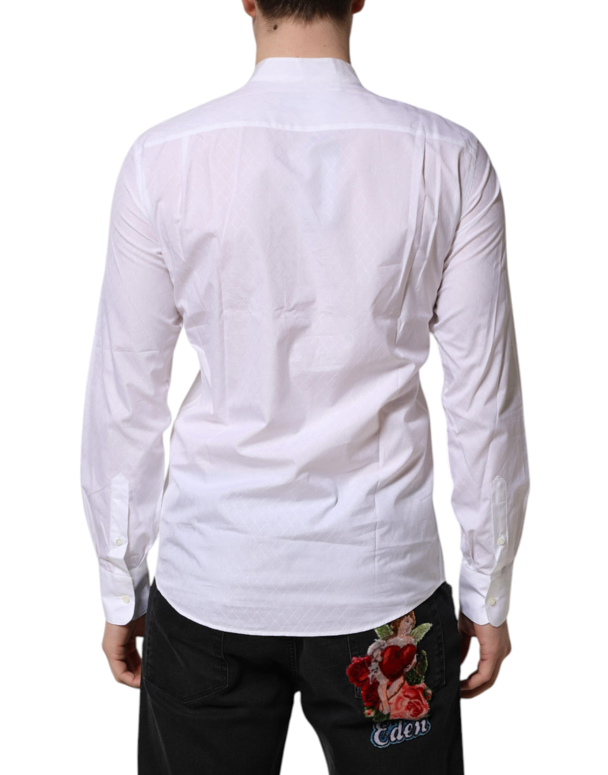 Chemise habillée blanche en coton à manches longues et coupe ajustée de Dolce &amp; Gabbana