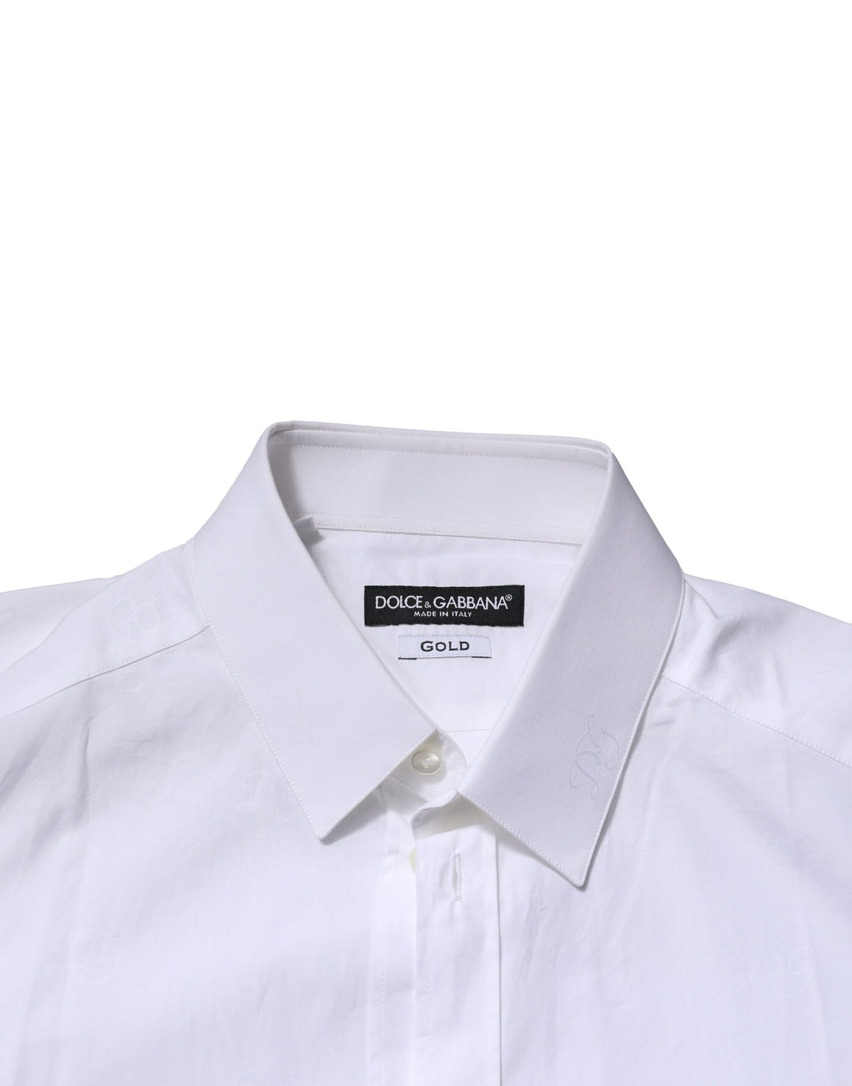 Chemise habillée à manches longues en coton blanc doré de Dolce &amp; Gabbana