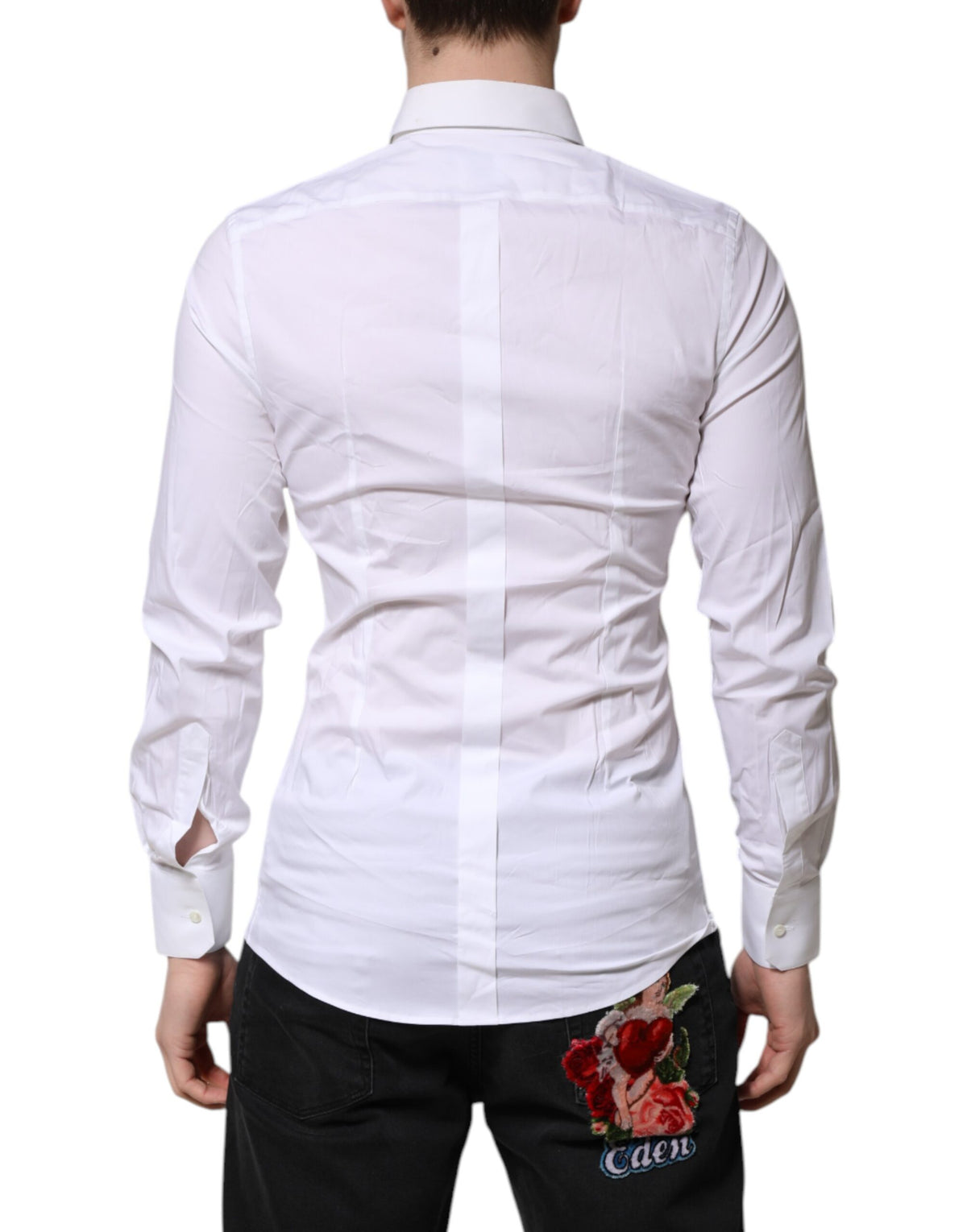 Chemise habillée à manches longues dorée et blanche Dolce &amp; Gabbana