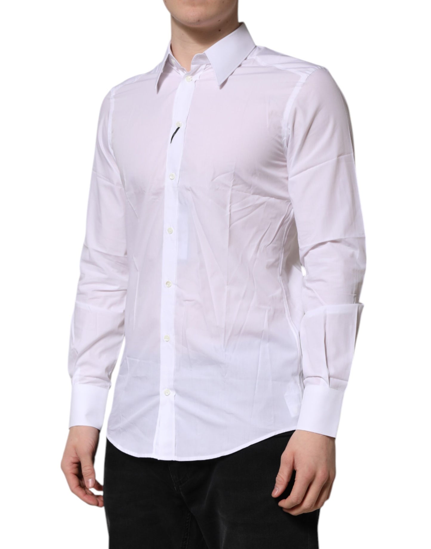 Dolce & Gabbana White MARTINI Long Sleeves Dress Formal Shirt