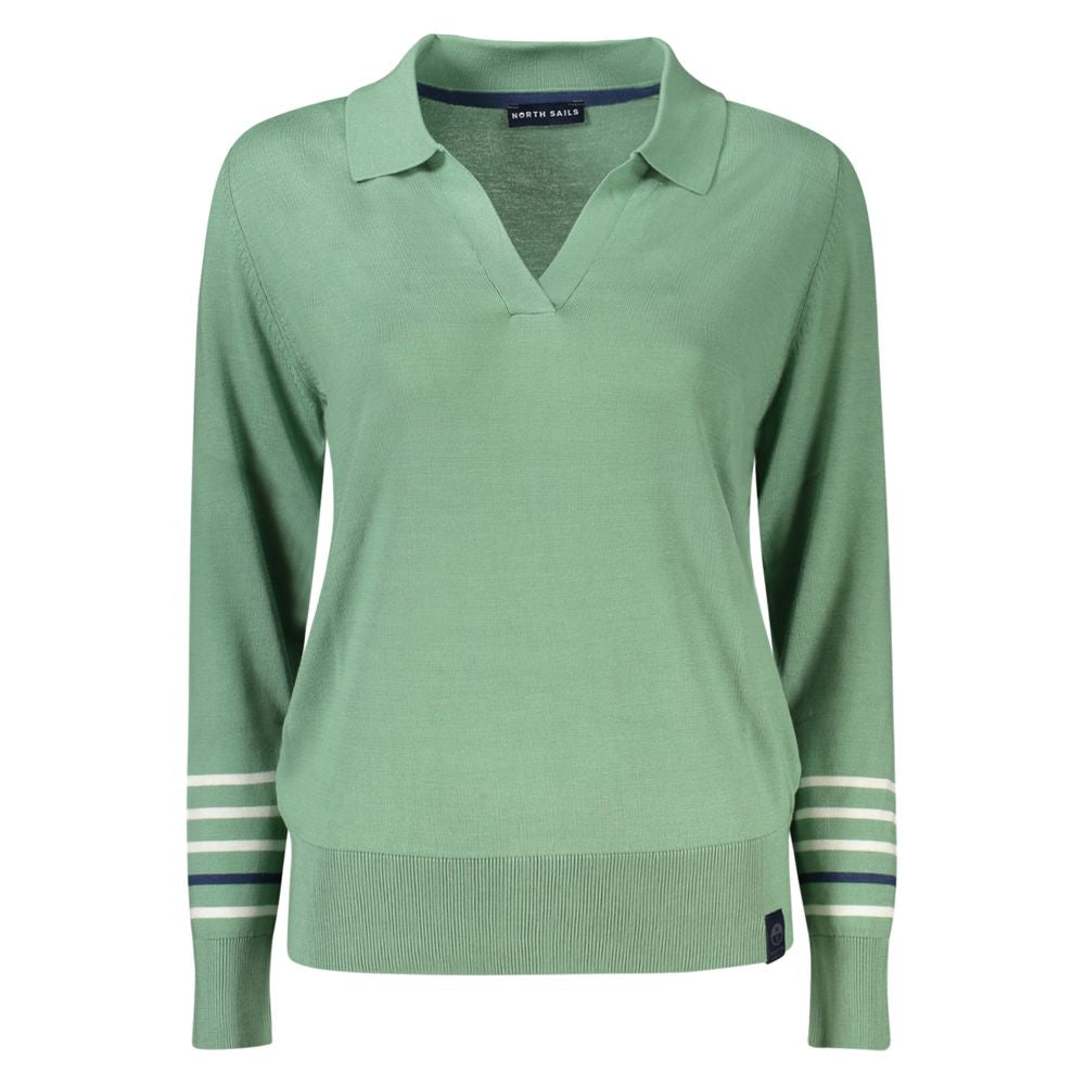 North Sails Green Cotton Women Sweater - Stylish V-Neck Design
