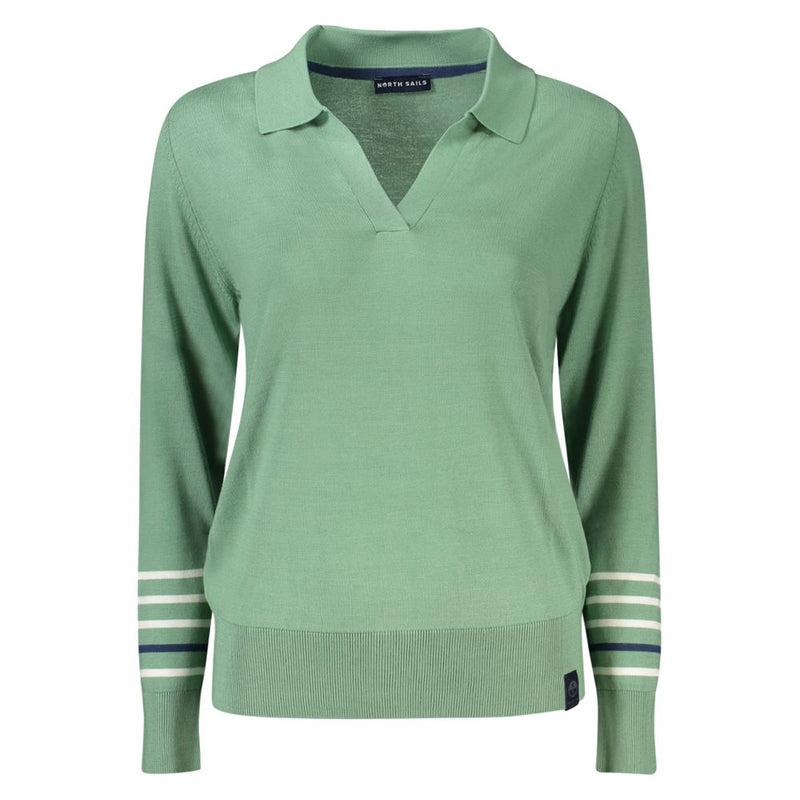North Sails Green Cotton Women Sweater - Stylish V-Neck Design