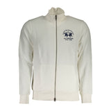 Pull La Martina en coton blanc pour homme, avec fermeture éclair et poches