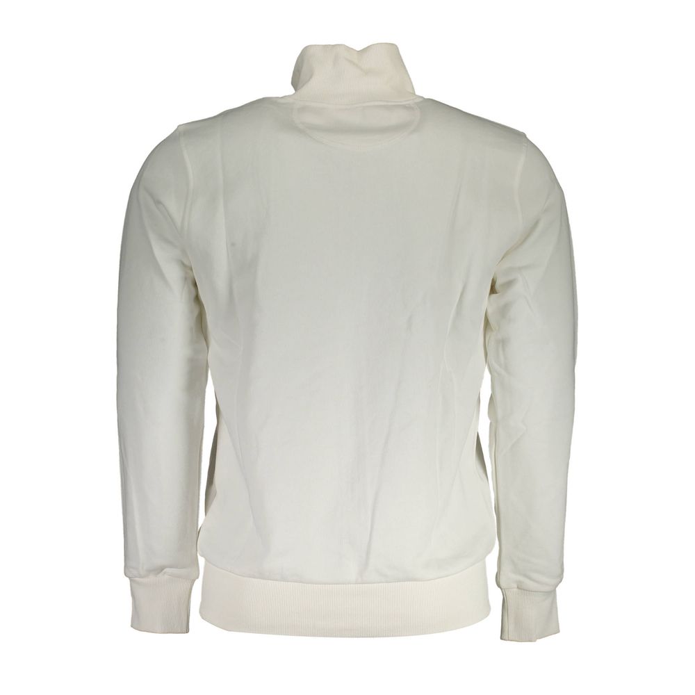 Pull La Martina en coton blanc pour homme, avec fermeture éclair et poches