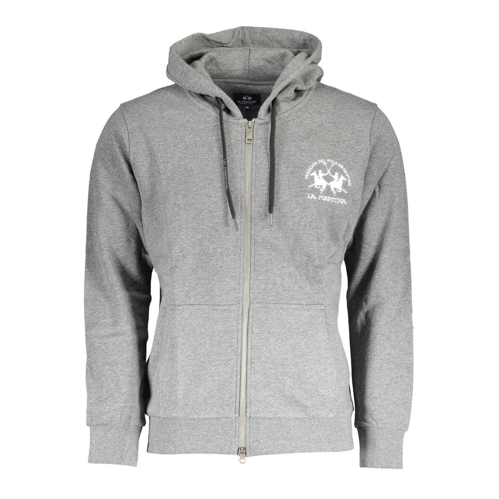 Pull en coton gris La Martina pour homme