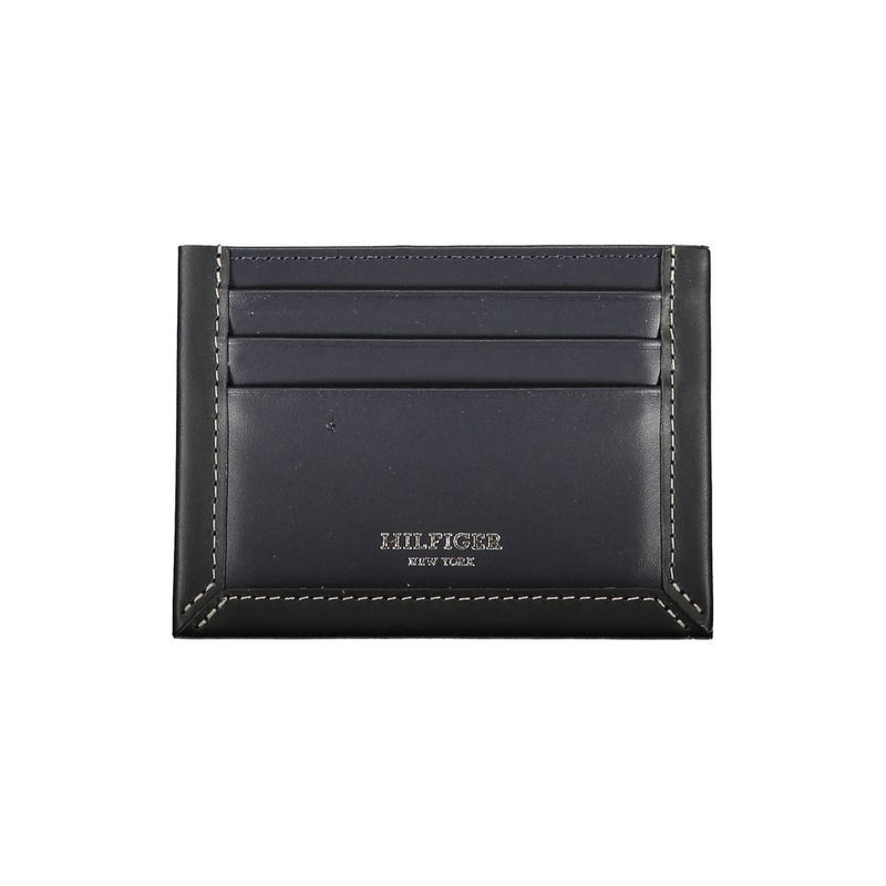 Porte-cartes Tommy Hilfiger en cuir bleu élégant avec détails contrastés