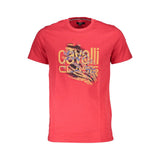T-shirt homme en coton rouge Cavalli Class