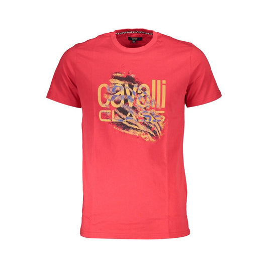 T-shirt homme en coton rouge Cavalli Class