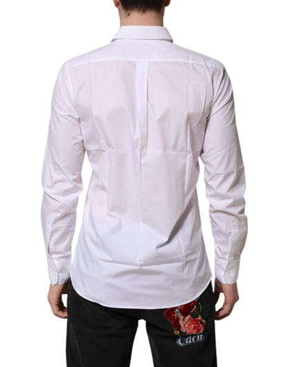 Dolce & Gabbana White Cotton Long Sleeves Dress Formal Shirt
