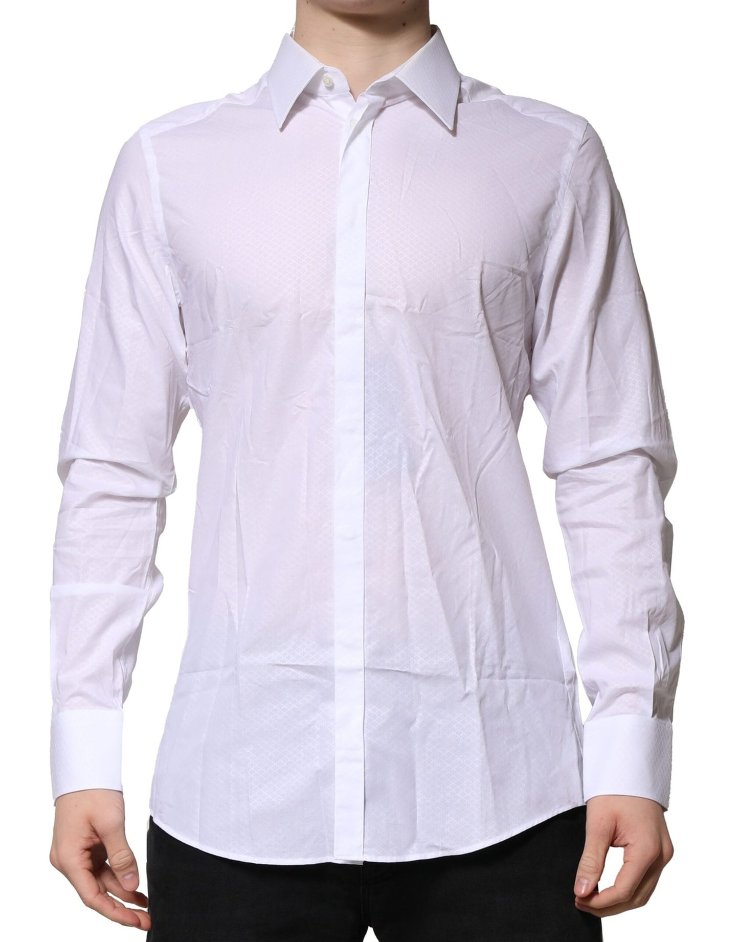 Dolce & Gabbana White MARTINI Long Sleeve Dress Formal Shirt