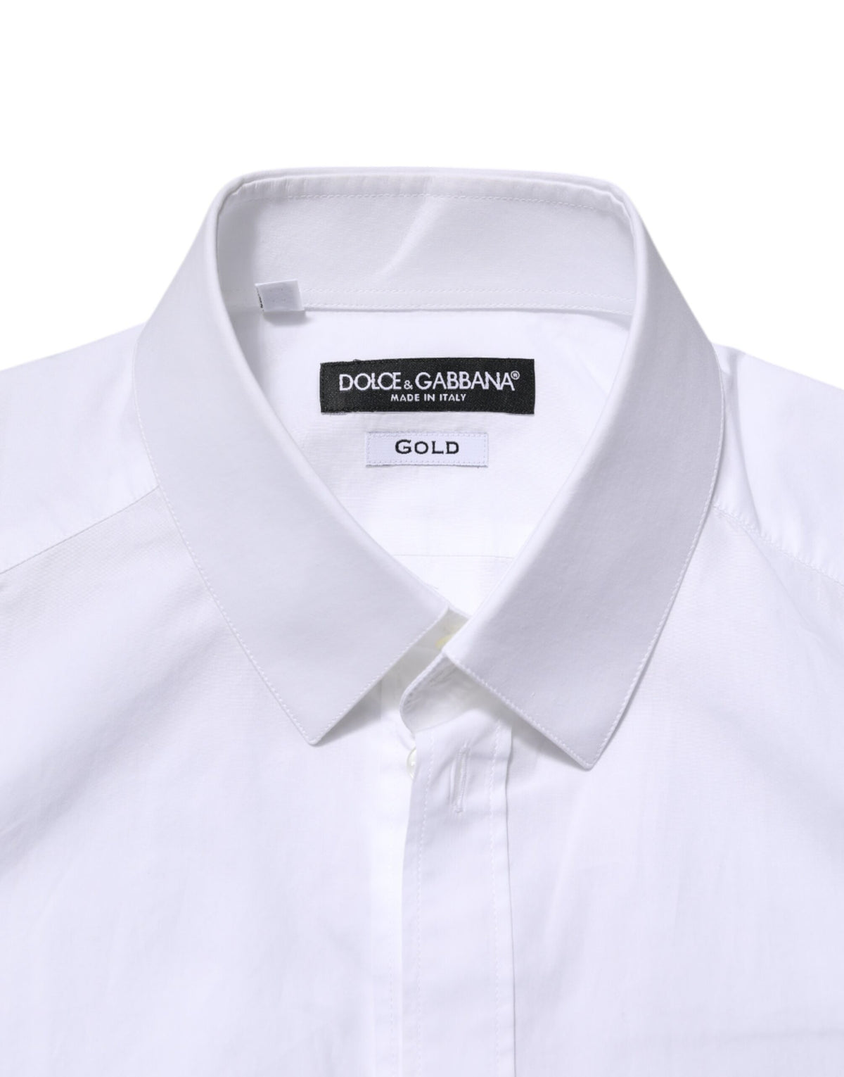 Chemise habillée à manches longues pour homme, blanche et dorée, Dolce &amp; Gabbana.