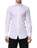 Chemise habillée à manches longues pour homme, blanche et dorée, Dolce &amp; Gabbana.