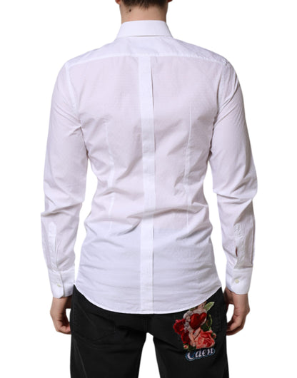 Dolce & Gabbana White GOLD Long Sleeve Dress Men Formal Shirt