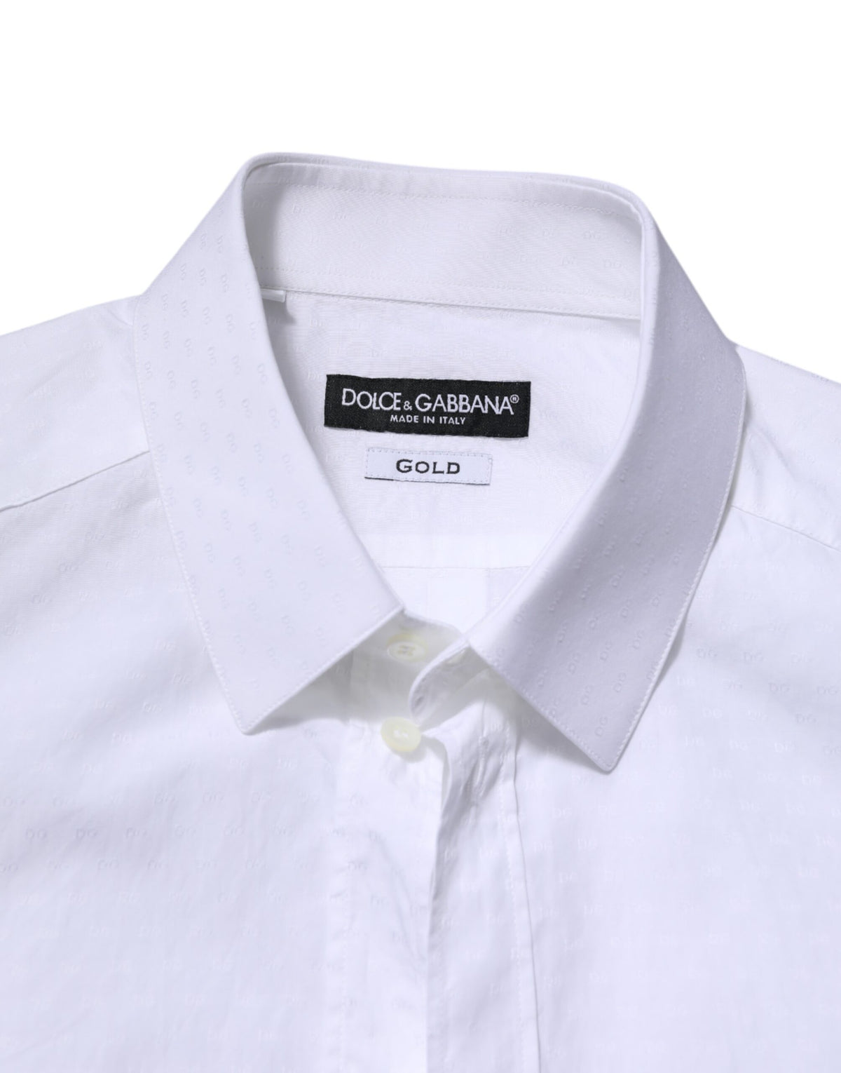 Chemise habillée à manches longues pour homme, blanche et dorée, Dolce &amp; Gabbana.