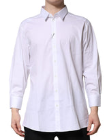 Chemise habillée à manches longues pour homme, blanche et dorée, Dolce &amp; Gabbana.