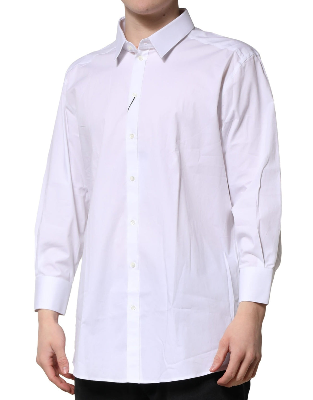 Chemise habillée à manches longues pour homme, blanche et dorée, Dolce &amp; Gabbana.