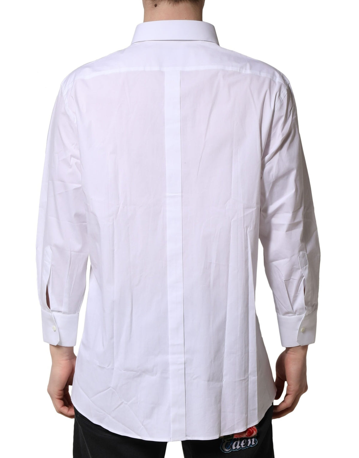 Chemise habillée à manches longues pour homme, blanche et dorée, Dolce &amp; Gabbana.