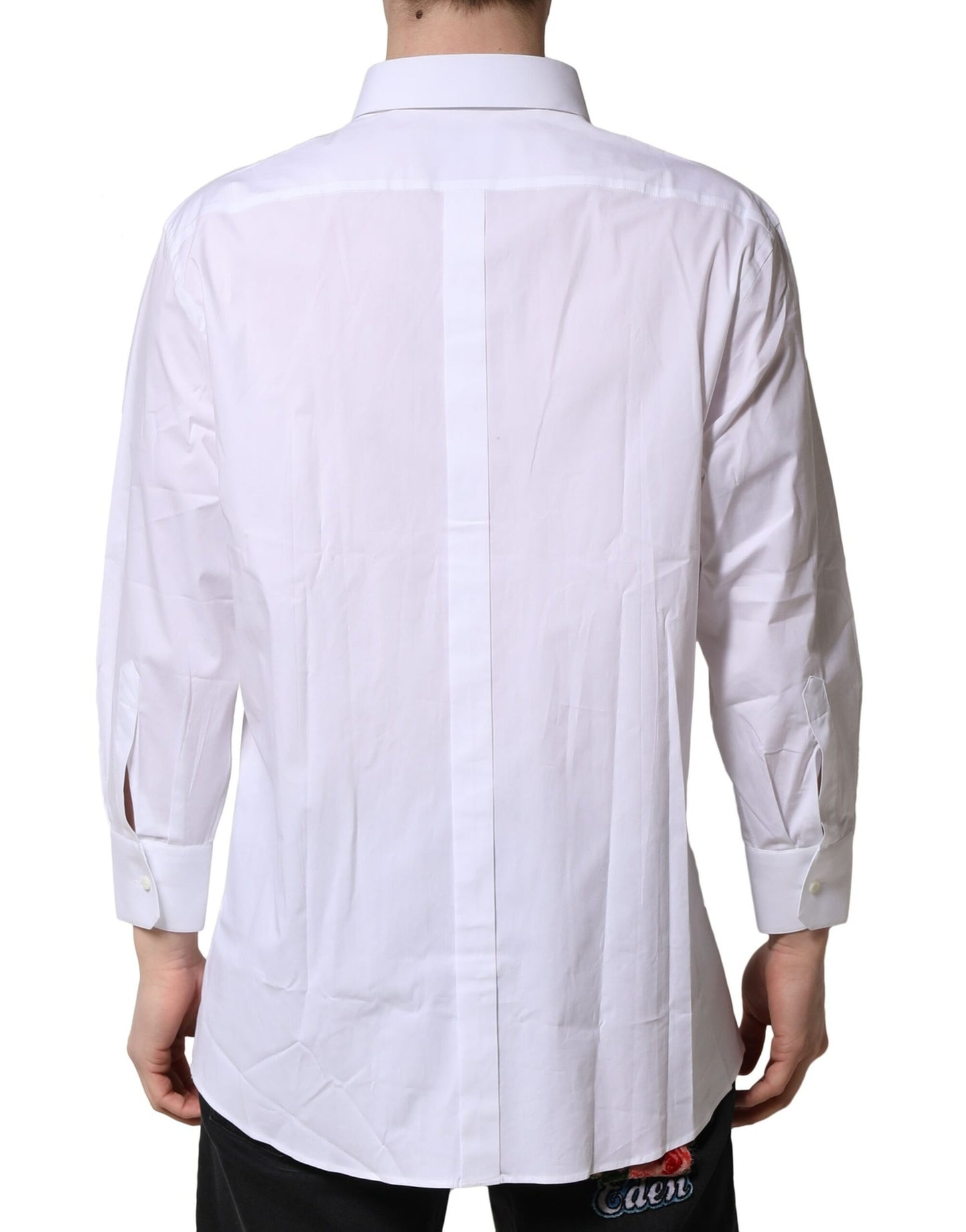 Dolce & Gabbana White GOLD Long Sleeve Dress Men Formal Shirt
