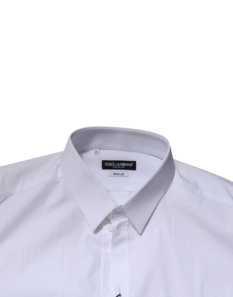 Dolce & Gabbana White GOLD Long Sleeve Dress Men Formal Shirt
