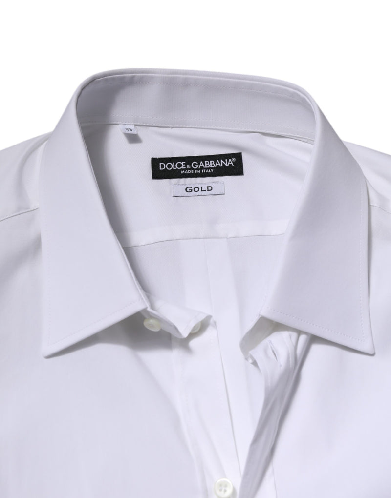 Dolce & Gabbana White GOLD Long Sleeve Dress Men Formal Shirt
