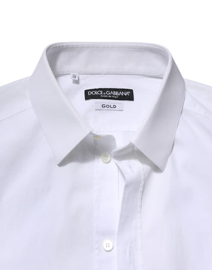 Dolce & Gabbana White GOLD Long Sleeve Dress Formal Shirt