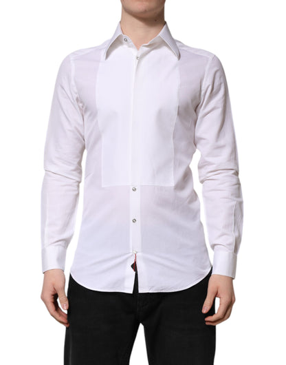 Chemise habillée en popeline de coton blanche et or de Dolce &amp; Gabbana