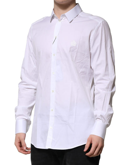 Dolce & Gabbana White Cotton Long Sleeves GOLD Formal Shirt